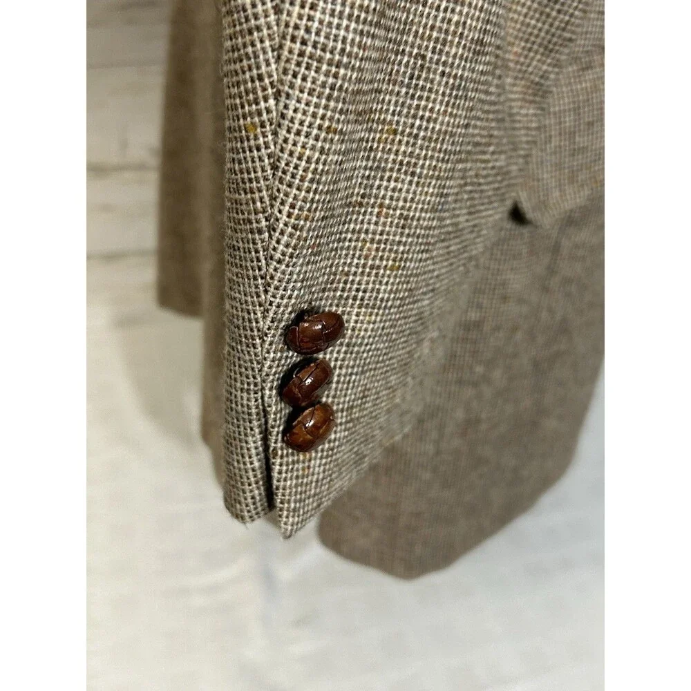 Vtg. John Weitz Palm Beach Harris Tweed Sport Coat Sz 40L Wool Blazer Union Made